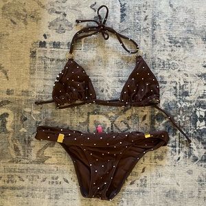 Sofia by Vix brown polka dot bikini set